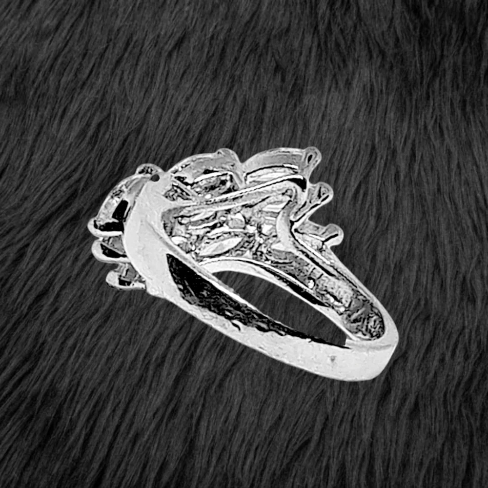 Triple Row of Brilliant Cut CZ Stones Sterling Silver Ring. Size 7. NWOT
